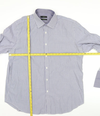 Jasper Conran Men’s Blue Striped Dress Shirt 18” Collar Classic Fit