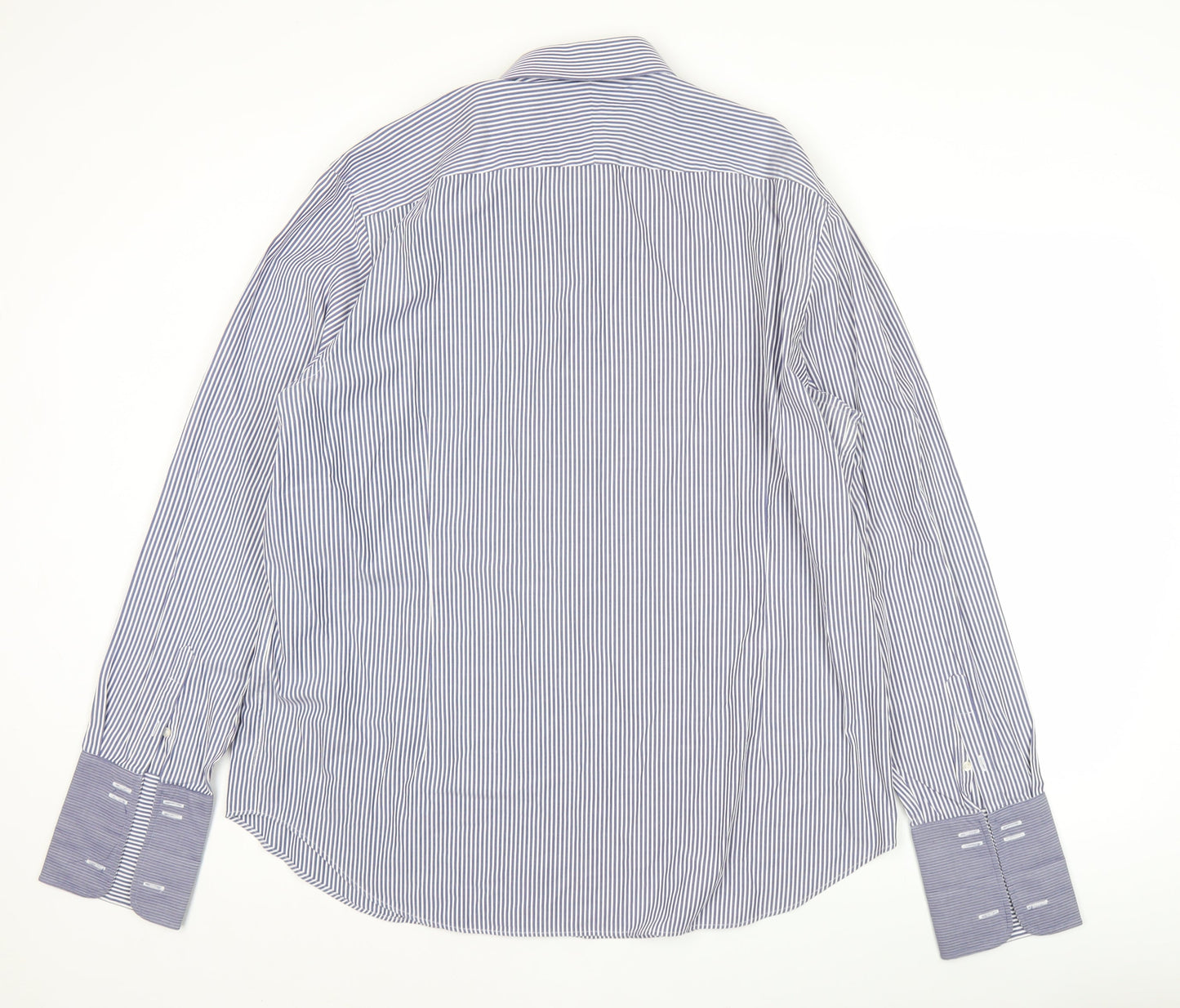 Jasper Conran Men’s Blue Striped Dress Shirt 18” Collar Classic Fit