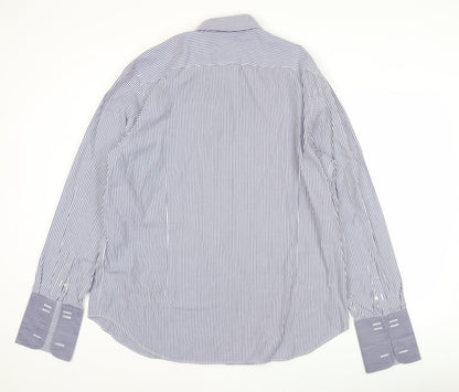 Jasper Conran Men’s Blue Striped Dress Shirt 18” Collar Classic Fit