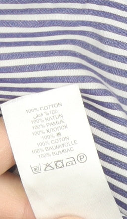 Jasper Conran Men’s Blue Striped Dress Shirt 18” Collar Classic Fit