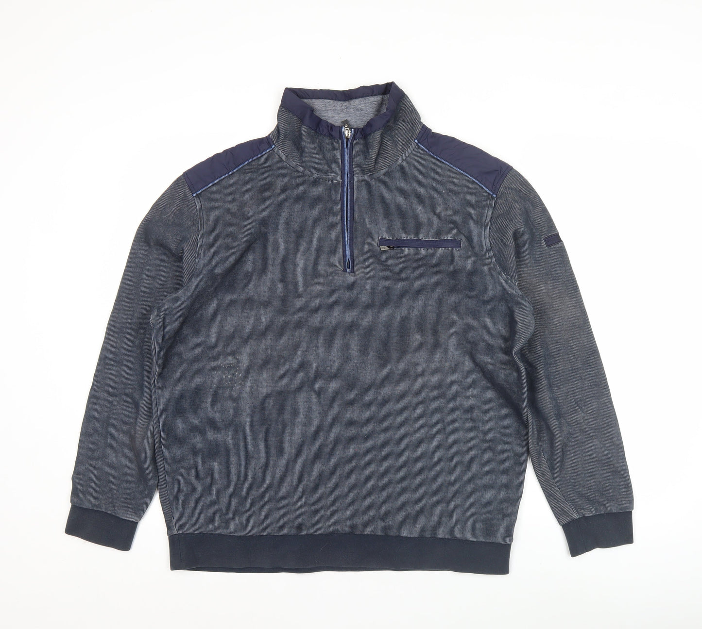 Pre End Mens Blue Quarter Zip Sweatshirt Size L Cotton Blend