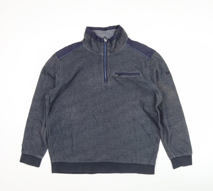 Pre End Mens Blue Quarter Zip Sweatshirt Size L Cotton Blend