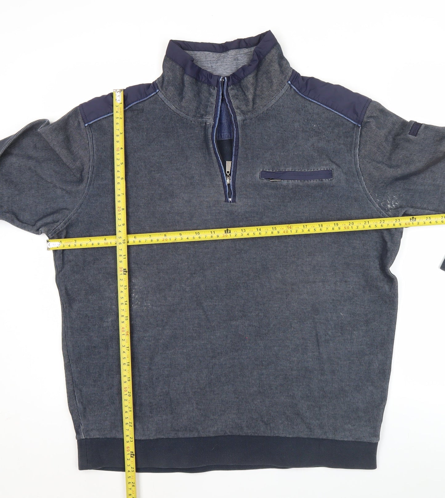 Pre End Mens Blue Quarter Zip Sweatshirt Size L Cotton Blend