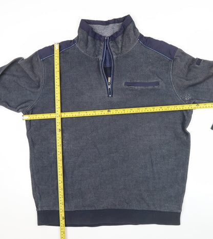 Pre End Mens Blue Quarter Zip Sweatshirt Size L Cotton Blend