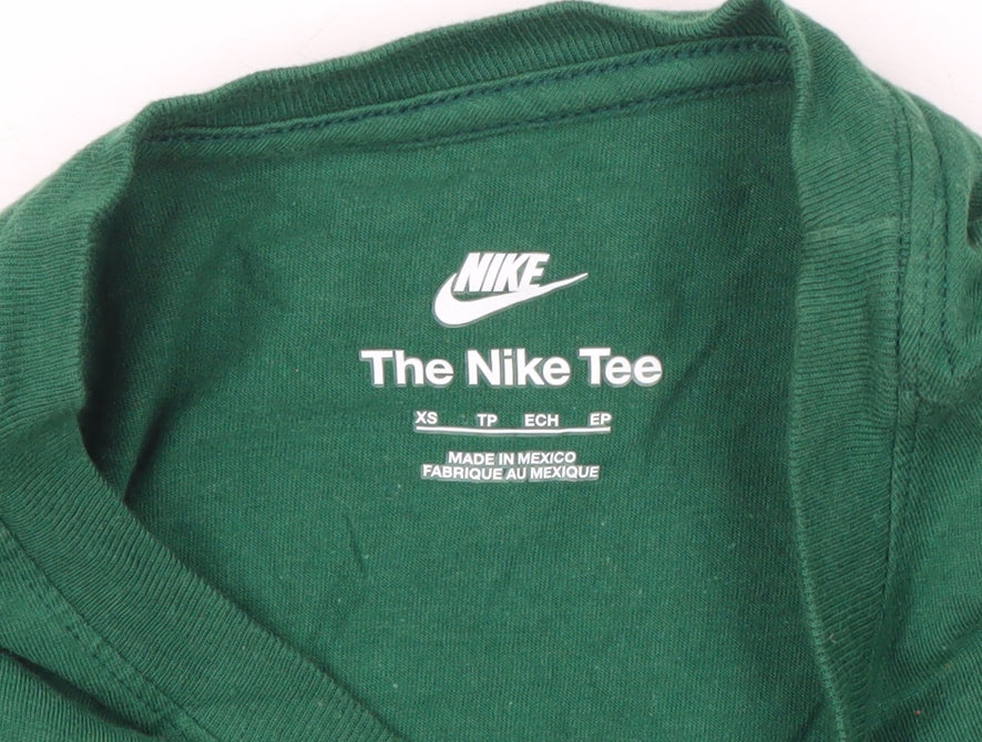 Nike Men's Green XS Crew Neck Short Sleeve Cotton T-Shirt