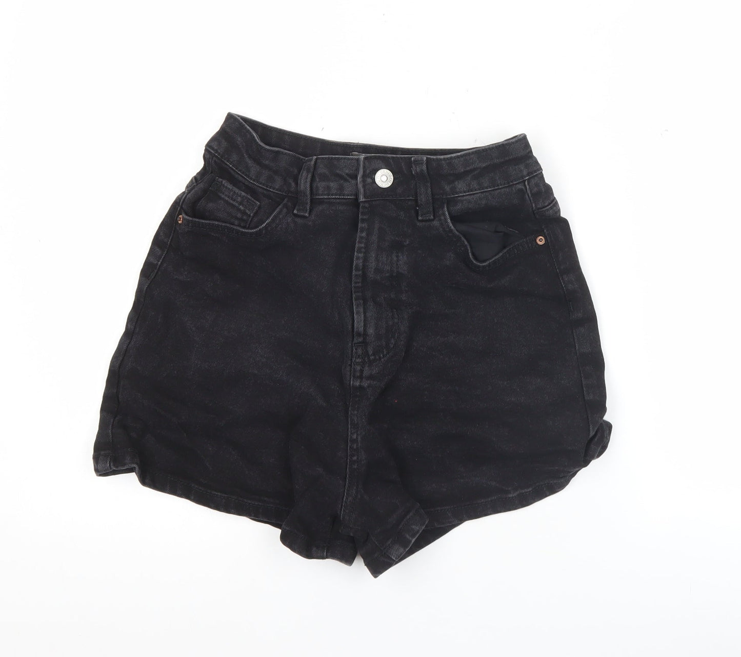 Primark Women’s Black Denim Mom Shorts Size 6 High Rise Casual