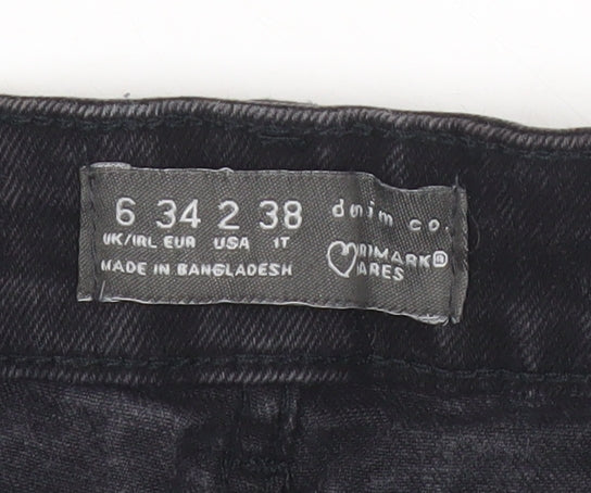 Primark Women’s Black Denim Mom Shorts Size 6 High Rise Casual