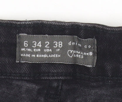 Primark Women’s Black Denim Mom Shorts Size 6 High Rise Casual