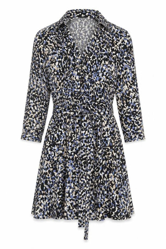 New Look Women’s Black Blue Animal Print Wrap Dress Size 12