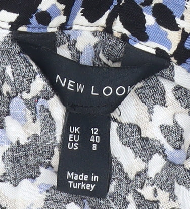 New Look Women’s Black Blue Animal Print Wrap Dress Size 12