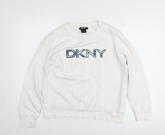 Womens UK Size S DKNY White Pullover Jumper