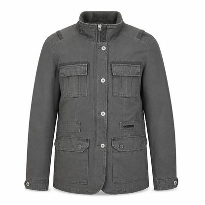 4Wards Men's Grey Military Jacket Size 40 Regular Fit Cotton