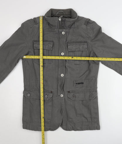 4Wards Men's Grey Military Jacket Size 40 Regular Fit Cotton