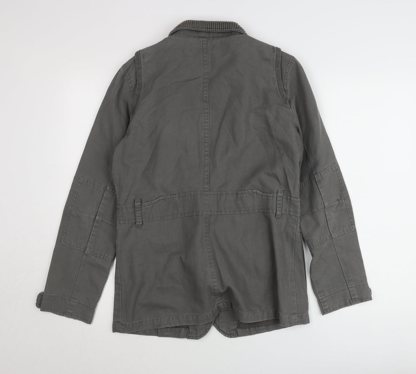 4Wards Men's Grey Military Jacket Size 40 Regular Fit Cotton