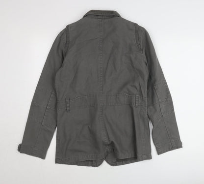 4Wards Men's Grey Military Jacket Size 40 Regular Fit Cotton