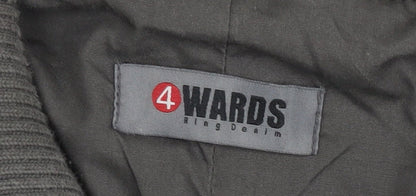 4Wards Men's Grey Military Jacket Size 40 Regular Fit Cotton