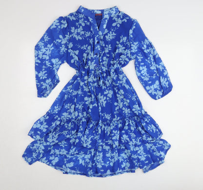 Kate & Pippa Women’s Blue Floral A-Line Knee Length Dress S