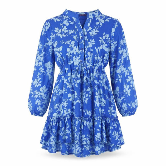 Kate & Pippa Women’s Blue Floral A-Line Knee Length Dress S