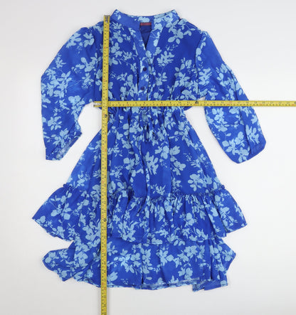 Kate & Pippa Women’s Blue Floral A-Line Knee Length Dress S