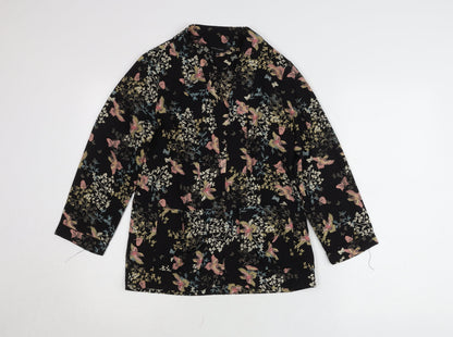 New Look Women’s Black Floral Butterfly Cardigan Size 10 Collared