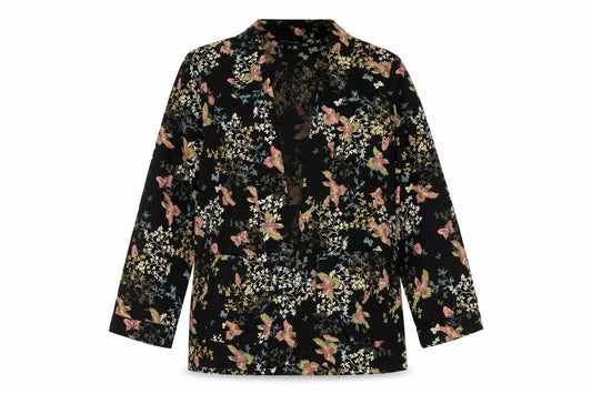 New Look Women’s Black Floral Butterfly Cardigan Size 10 Collared
