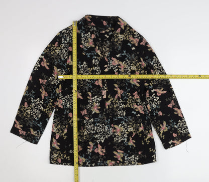 New Look Women’s Black Floral Butterfly Cardigan Size 10 Collared