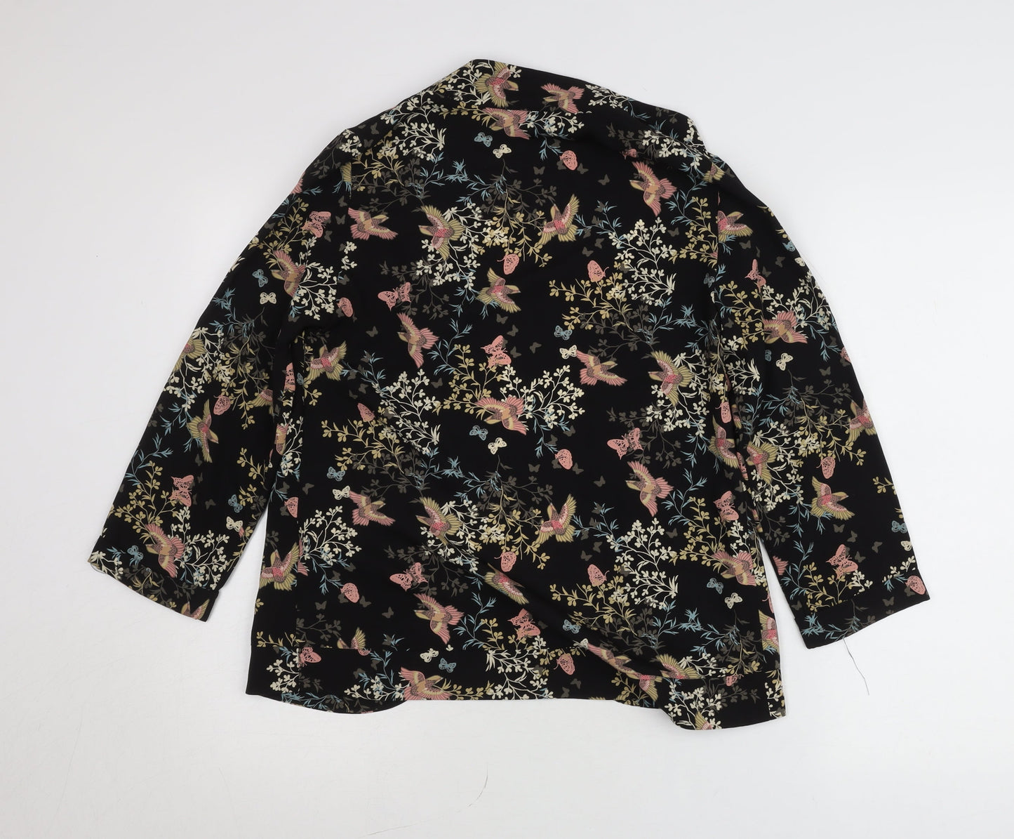 New Look Women’s Black Floral Butterfly Cardigan Size 10 Collared