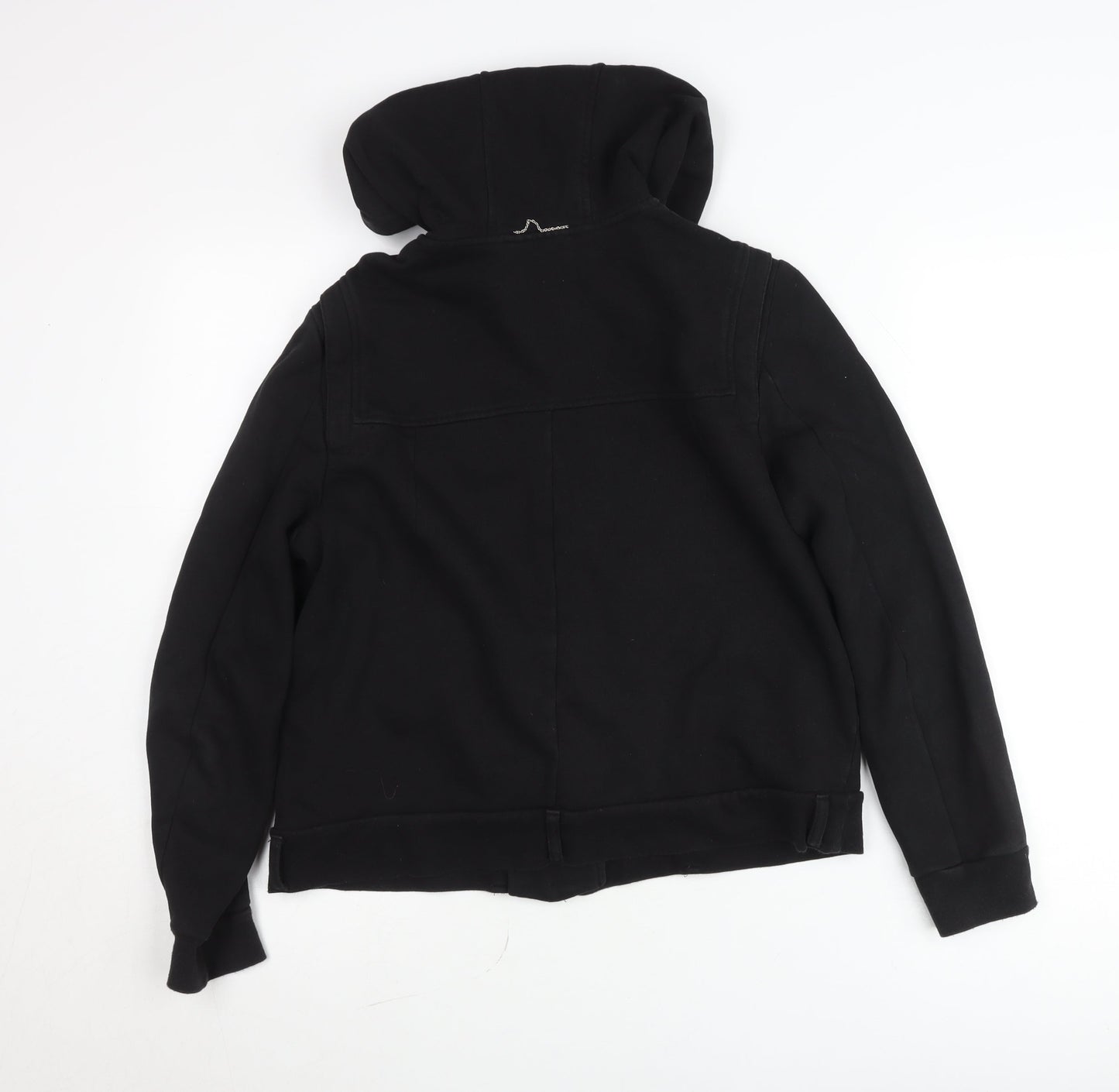 The Kooples Women Black Cotton Biker Jacket Hoodie Size M