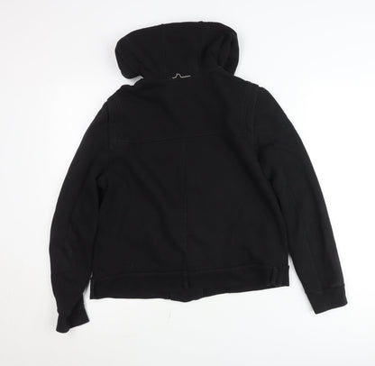 The Kooples Women Black Cotton Biker Jacket Hoodie Size M