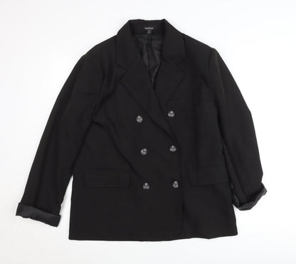 Boohoo Women’s Black Size 10 Double-Breasted Blazer Jacket