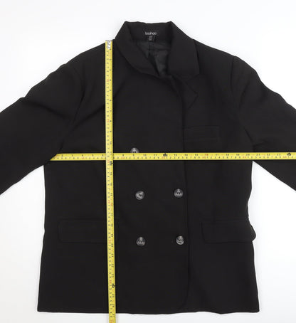 Boohoo Women’s Black Size 10 Double-Breasted Blazer Jacket
