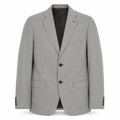 Front view of Zara Man Men’s Grey Check Blazer Jacket, size 42, Regular Notch Lapel