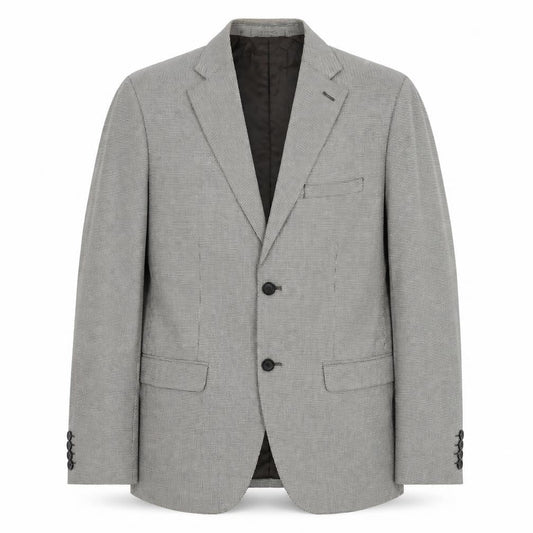 Zara Man Men’s Grey Check Blazer Jacket Size 42 Regular Notch Lapel
