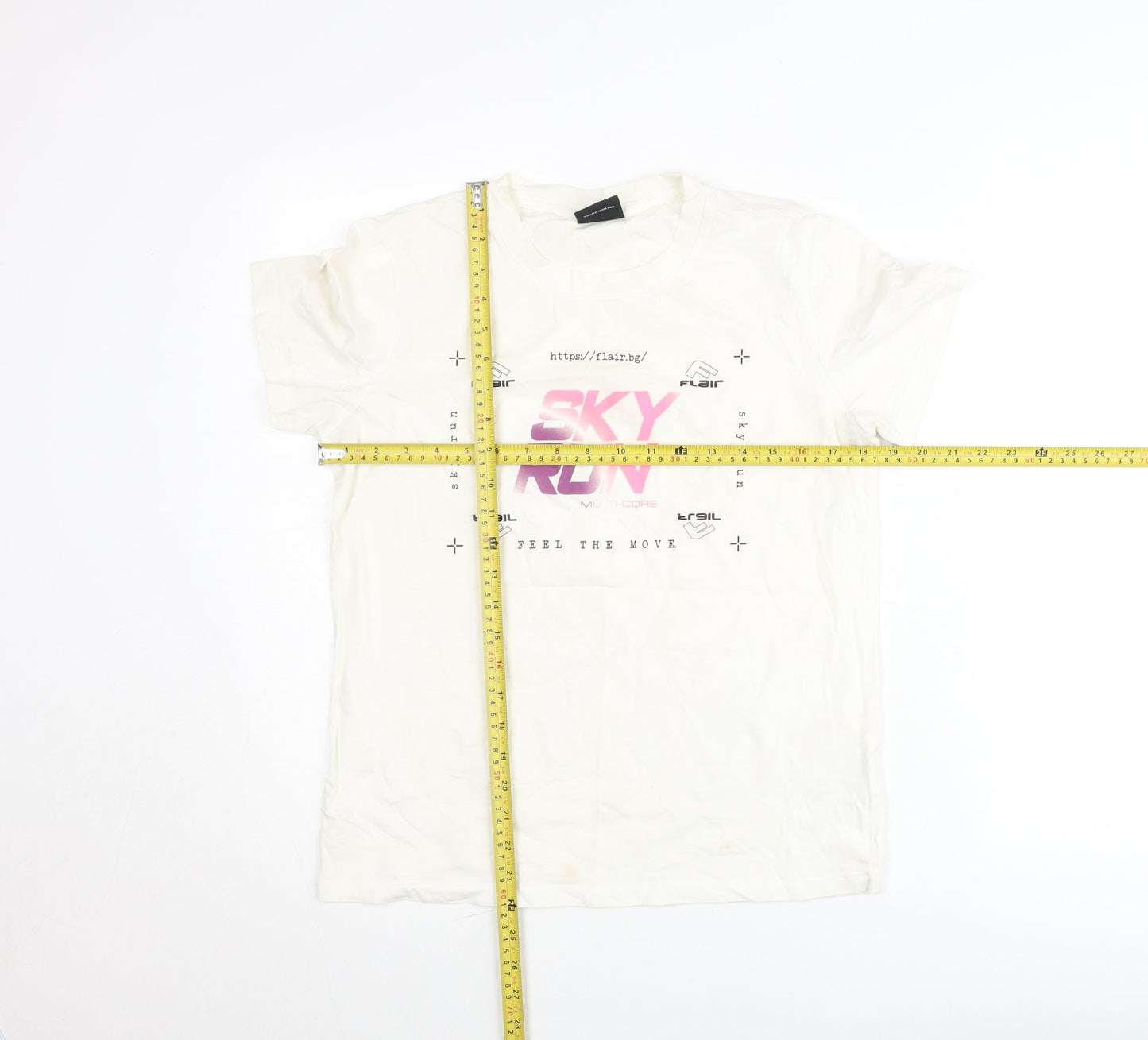 Flair Womens White M T-Shirt Graphic Print Sports Casual