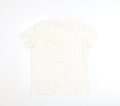 Flair Womens White M T-Shirt Graphic Print Sports Casual