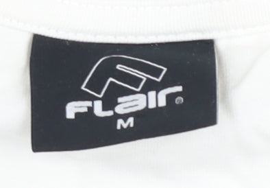 Flair Womens White M T-Shirt Graphic Print Sports Casual