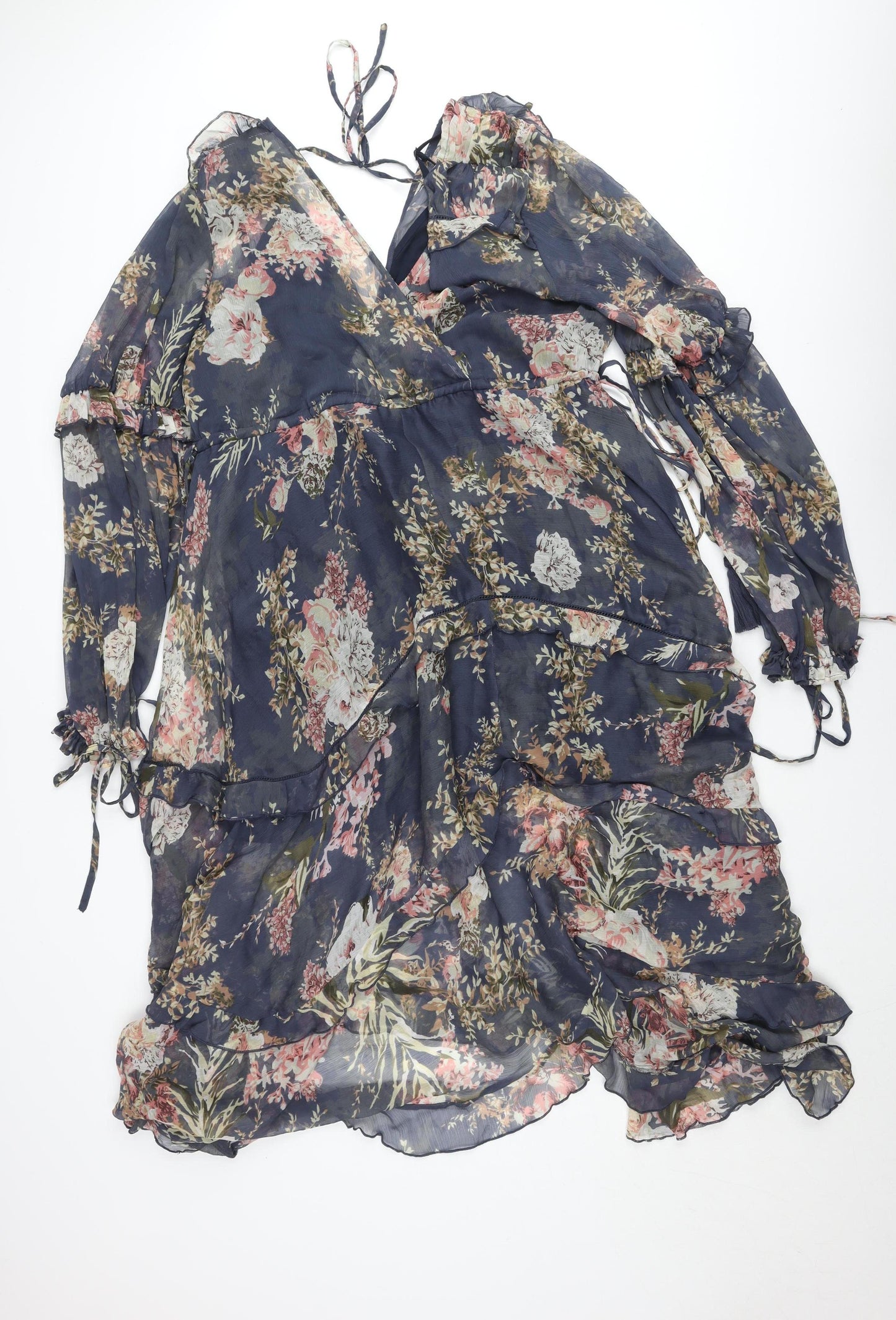 ASOS DESIGN Women’s Floral Midi Wrap Dress Size 16 Multicoloured