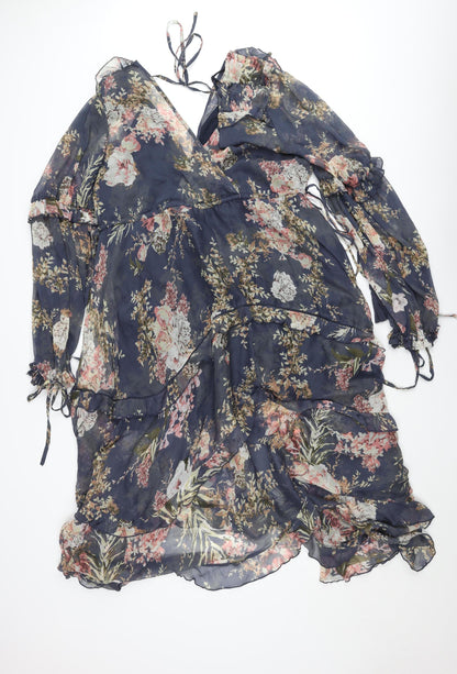 ASOS DESIGN Women’s Floral Midi Wrap Dress Size 16 Multicoloured