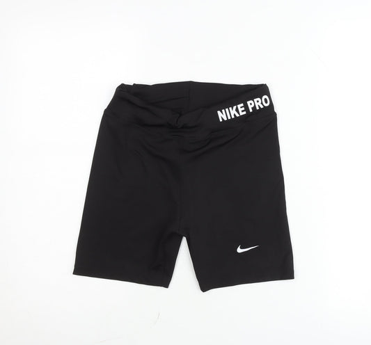 Nike Girls Black Biker Shorts M Slim Fit Stretch Activewear