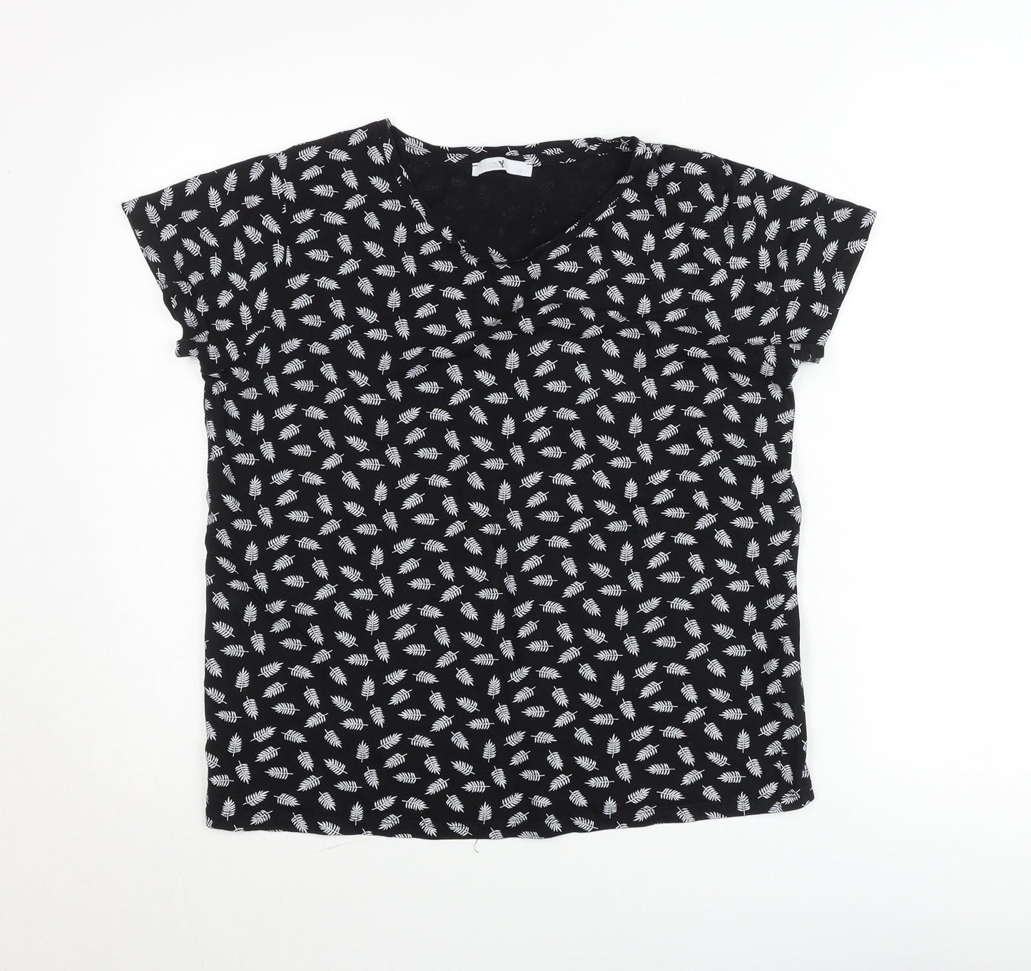 Hailys Womens Black Floral Viscose Stretch T-Shirt M