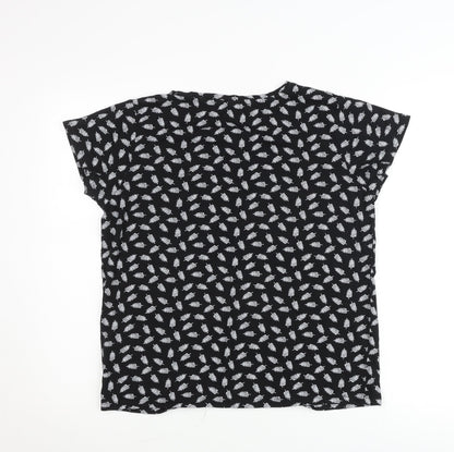 Hailys Womens Black Floral Viscose Stretch T-Shirt M