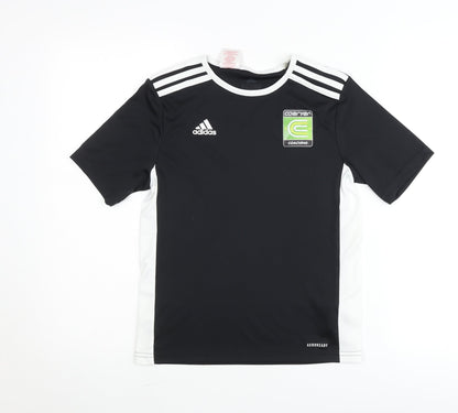 Adidas Boys Black 11-12Y Football Training T-Shirt Aeroready Sportswear