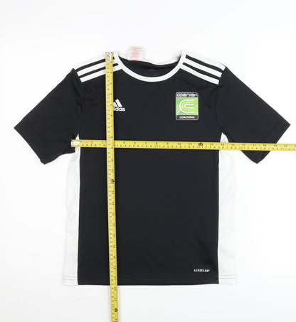Adidas Boys Black 11-12Y Football Training T-Shirt Aeroready Sportswear