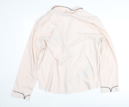 River Island Women Pink Button-Up Embroidered Shirt Blouse L