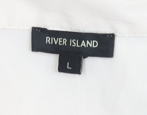 River Island Women Pink Button-Up Embroidered Shirt Blouse L