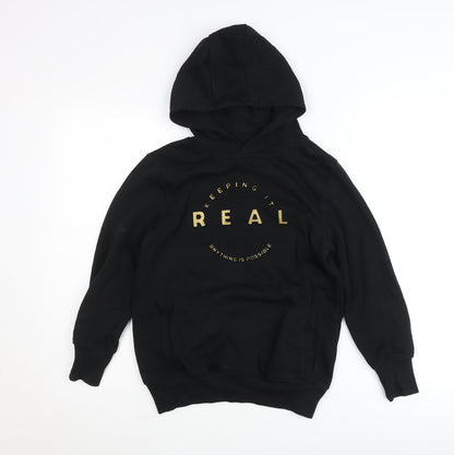 Next Boys Black Hoodie 9 Years Pullover Graphic Logo Sweatshirt