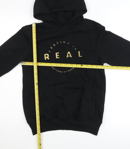 Next Boys Black Hoodie 9 Years Pullover Graphic Logo Sweatshirt