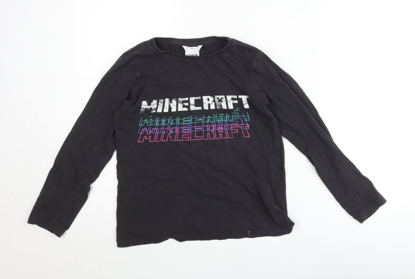 Marks and Spencer Teens Black Minecraft Long Sleeve T-Shirt Size 10