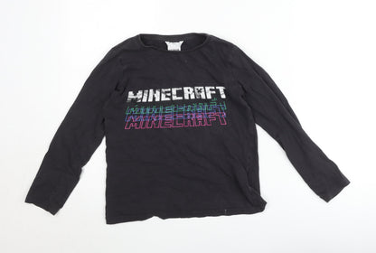 Marks and Spencer Teens Black Minecraft Long Sleeve T-Shirt Size 10