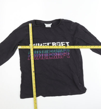 Marks and Spencer Teens Black Minecraft Long Sleeve T-Shirt Size 10